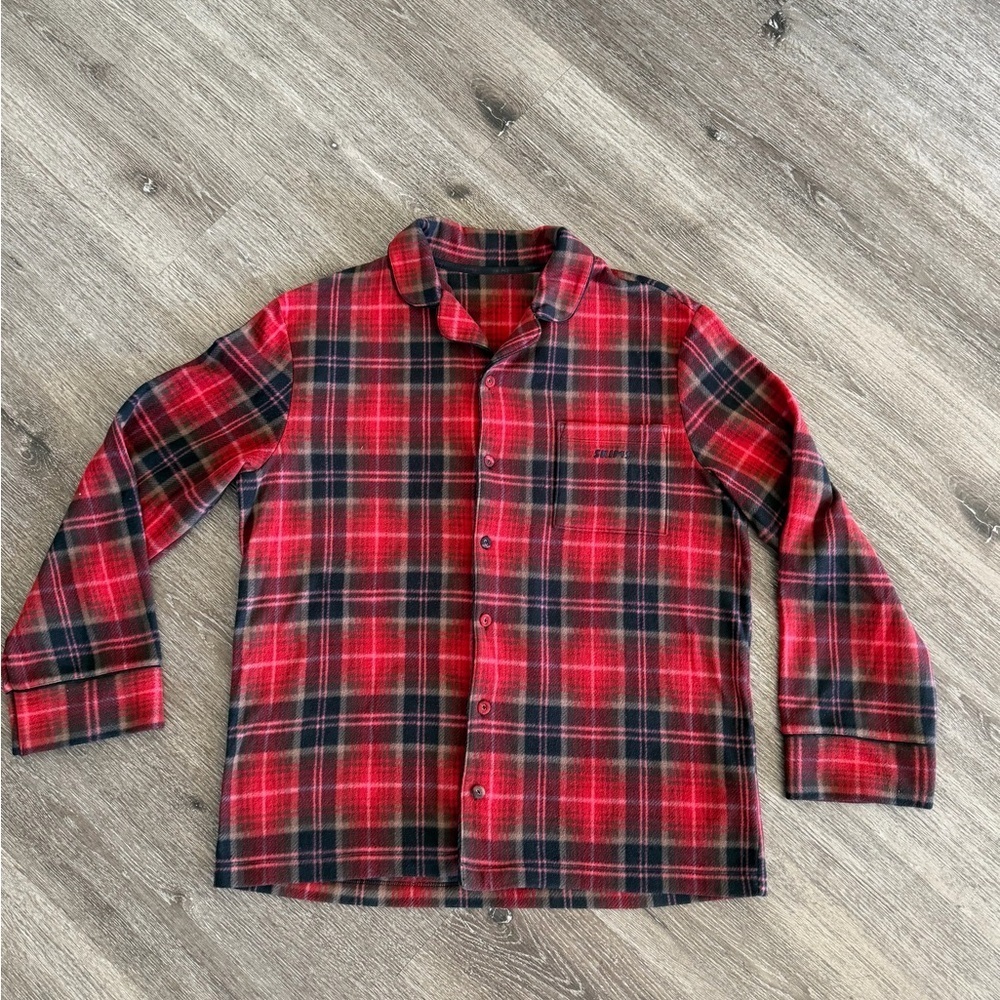 SKIMS Red and Black Plaid Casual Shirt